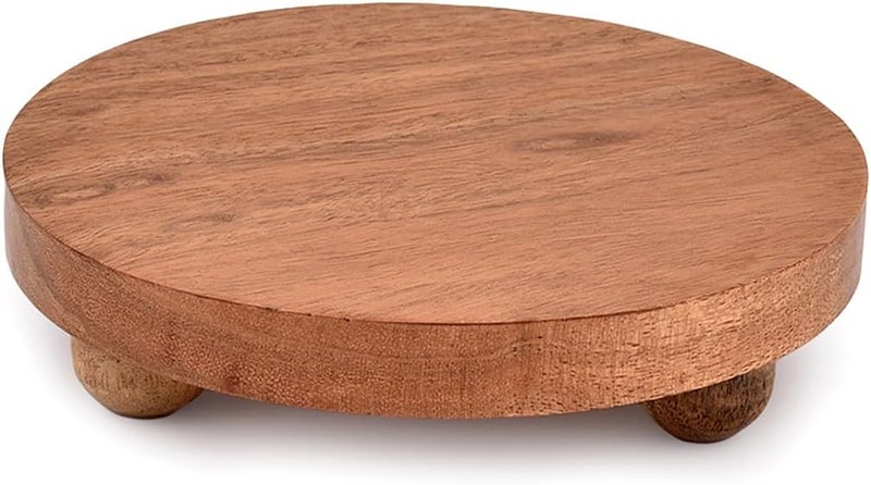 NIRMAN Display Stand Round Acacia Wood Stand for Display Wooden Stand for Kitchen/Bathroom Counter/Plant Stand (5.5" x 5.5" x 1.5"), (Set of 2) - Image 3